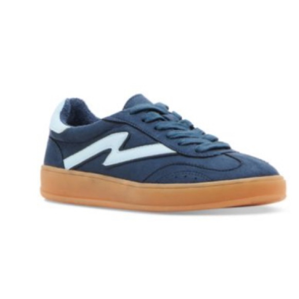 Blue and White Sneakers with Gum Sole